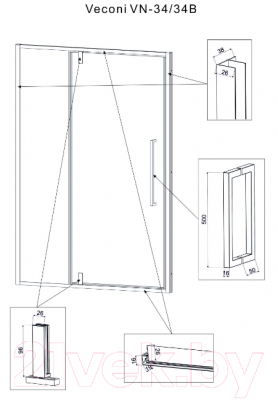 Душевая дверь Veconi 110x195 / VN34B-110-01-C7 (стекло прозрачное/черный)