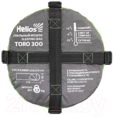 Спальный мешок Helios Toro 300L 210x70 / T-HS-SB-T-300L (салатовый)