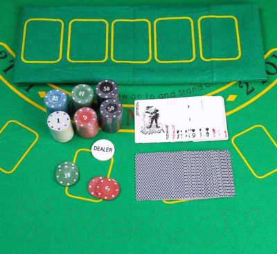 Набор для покера Sima-Land Карты 2 колоды, фишки 120шт / 427372