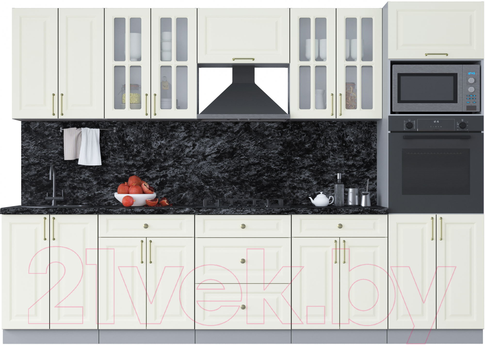 Кухонный гарнитур Interline Мила Шато 3.0В (белый/белый/кастилло темный)