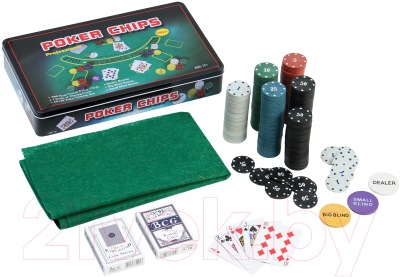 Набор для покера Sima-Land Карты 2 колоды, фишки 300шт / 637896