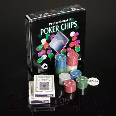 Набор для покера Sima-Land Карты 2 колоды, фишки 100шт / 278717
