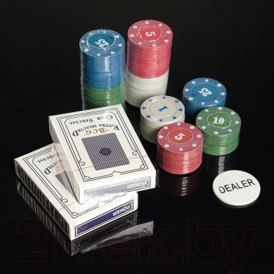 Набор для покера Sima-Land Карты 2 колоды, фишки 100шт / 278717