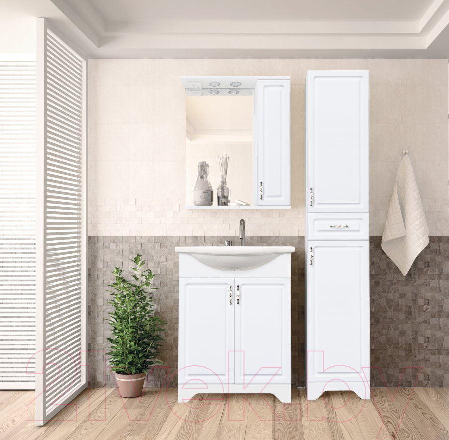 Шкаф с зеркалом для ванной Style Line Олеандр-2 60 (с подсветкой) — фото 4