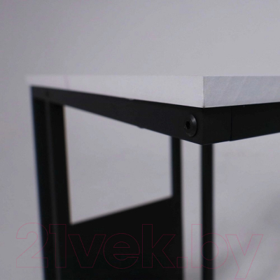 Приставной столик AksHome Foxy (белый мрамор/черный)