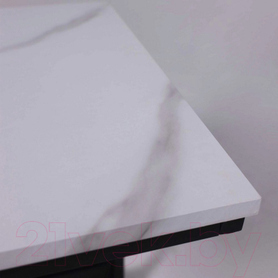Приставной столик AksHome Foxy (белый мрамор/черный)