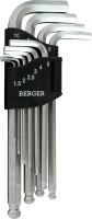 Набор ключей BERGER Г-образных с шаровым профилем H1.5-H10 / BG2291 (10 предметов) - 