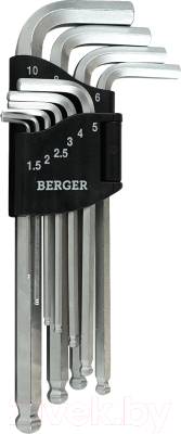 Набор ключей BERGER Г-образных с шаровым профилем H1.5-H10 / BG2291 (10 предметов)