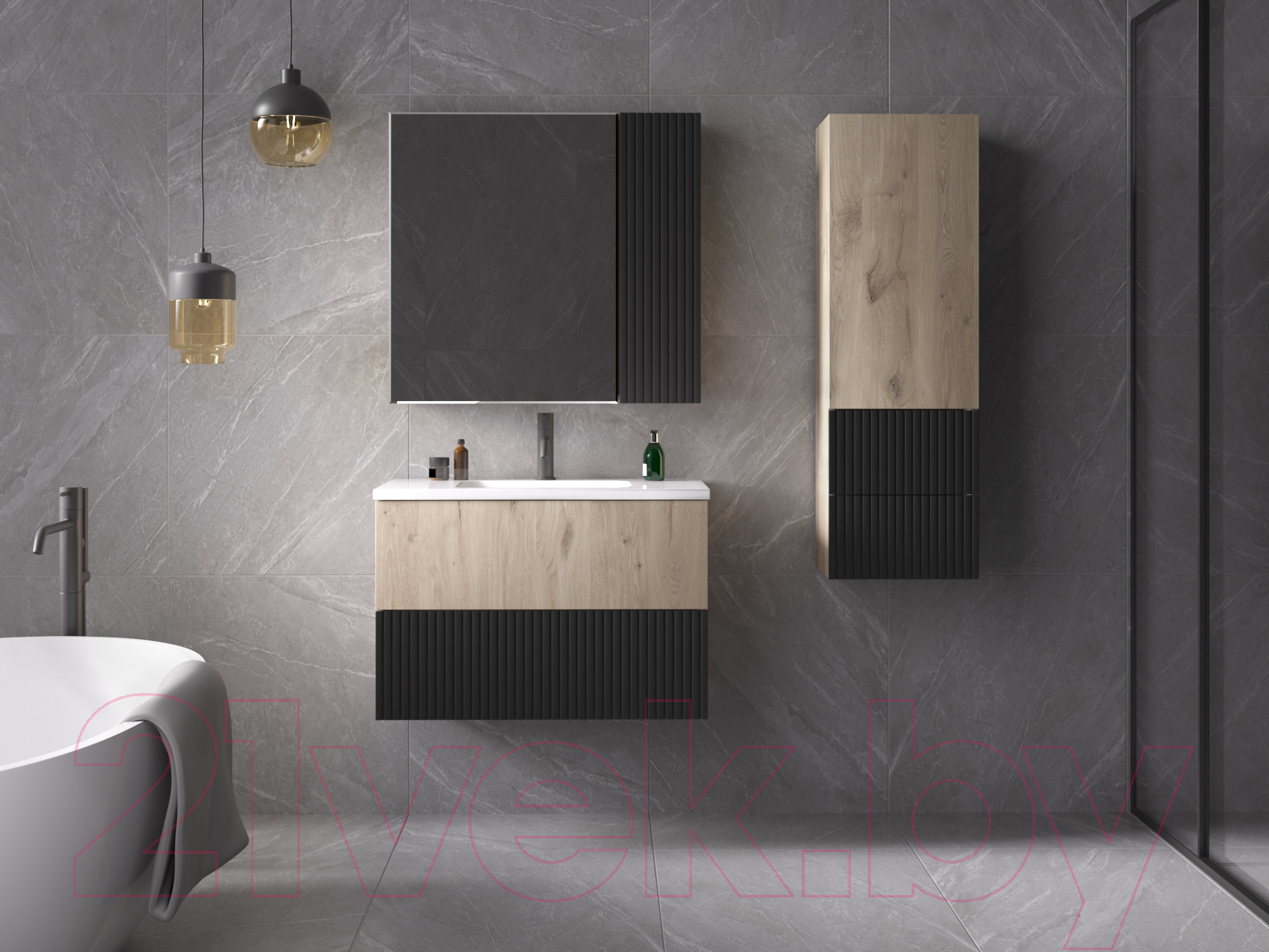 Шкаф с зеркалом для ванной Style Line Стокгольм ВЛДСП 100 — фото 4