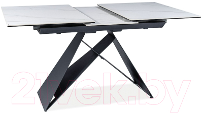 Обеденный стол Signal Westin SC раздвижной 120x160/80/76 (белый мрамор/черный матовый)