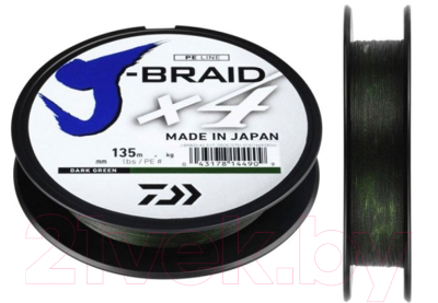Леска плетеная Daiwa J-Braid Grand X4 0.19мм 135м / 12741-019 (темно-зеленый)
