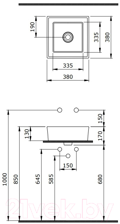 Умывальник Berges Mascon 38x38 181004