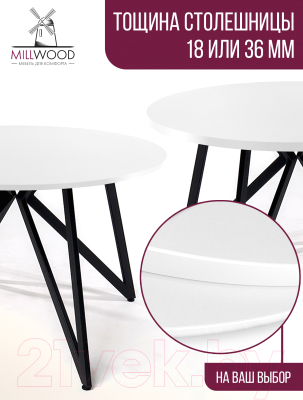 Столешница для стола Millwood D90x18 (белый)