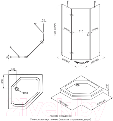 Душевой уголок Triton Сигма 100x100 (хром, без поддона)