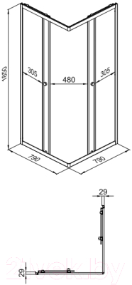 Душевой уголок Triton Вента 80x80 (черный, без поддона)