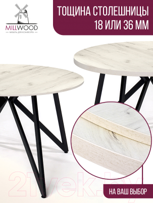 Столешница для стола Millwood D90x18 (дуб белый Craft)