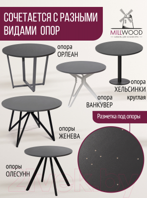 Столешница для стола Millwood D90x18 (антрацит)