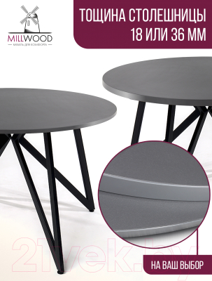 Столешница для стола Millwood D90x18 (антрацит)