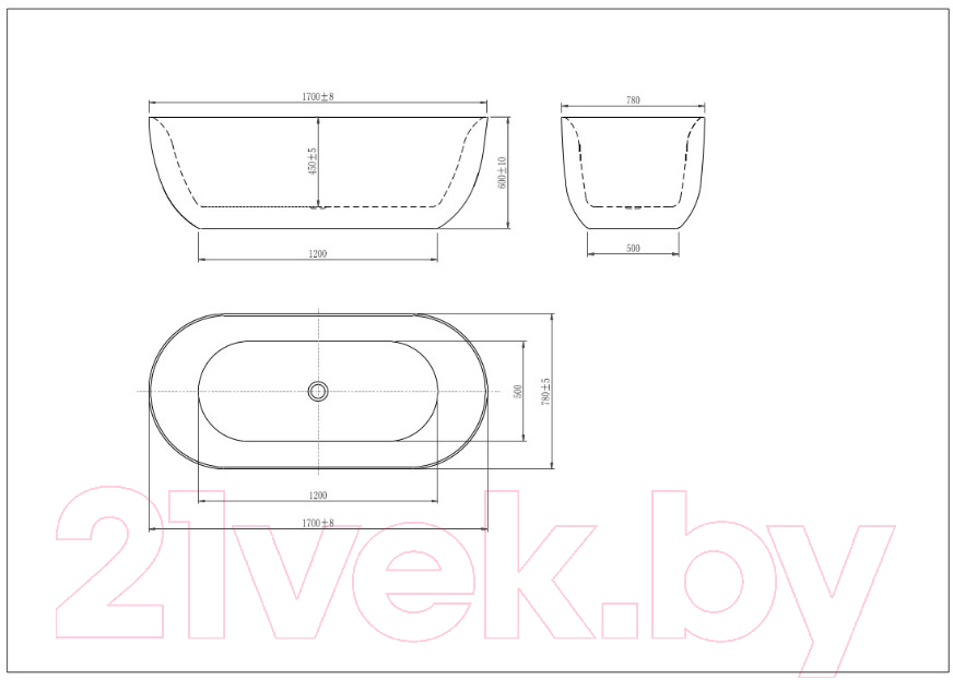 Ванна акриловая Aquatek Афина 170x78 AQ-144778Bl