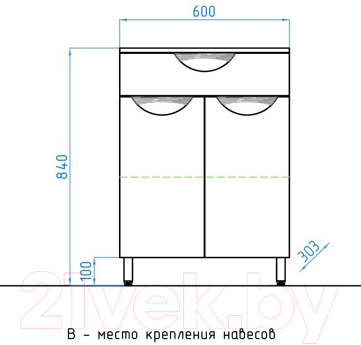 Комод для ванной Style Line Жасмин 60 1 ящик