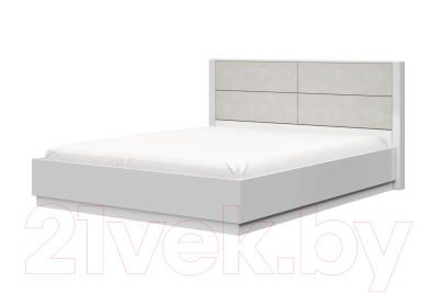 Полуторная кровать Bravo Мебель Вива 140x200 ЛДСП/МДФ (белый/белый глянец/платина)