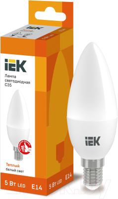 Лампа IEK ECO C35 5Вт 230В 3000К E14 (LLE-C35-5-230-30-E14)