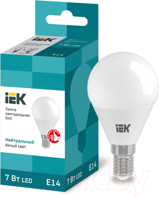 Лампа IEK ECO G45 7Вт 230В 4000К E14 (LLE-G45-7-230-40-E14)