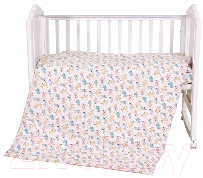 Комплект постельный для малышей Polini Kids Собачки (розовый)