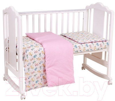 Комплект постельный для малышей Polini Kids Собачки (розовый)