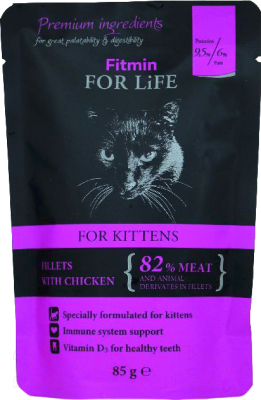 Влажный корм для кошек Fitmin Kitten Chicken (24x85г)