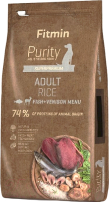Сухой корм для собак Fitmin Purity Adult Rice, Fish & Venison (2кг)