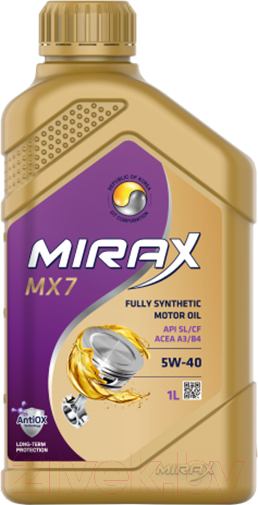 Моторное масло MIRAX MX7 5W40 SL/CF A3/B4 / 607024 (1л)