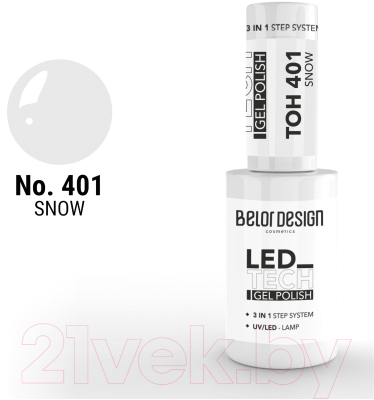 Гель-лак для ногтей Belor Design Led Tech тон 401 (6мл)