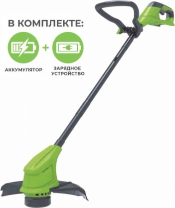 Триммер аккумуляторный Greenworks G24LT25K2 24V 25см / 2107207SA (с АКБ 2Ач и ЗУ)