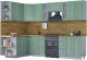 Кухонный гарнитур Интерлиния Мила Шато 1.7x2.8 левая (мята/мята/дуб бунратти) - 