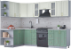 Кухонный гарнитур Интерлиния Мила Шато 1.7x2.8 левая (белый/мята/бискайская сосна) - 