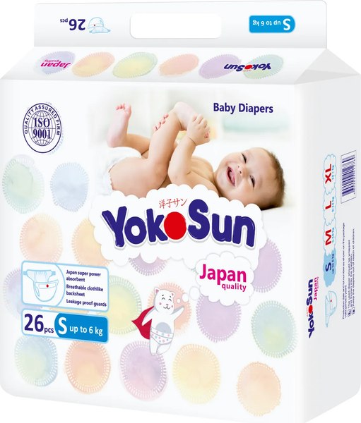 Подгузники детские YokoSun на липучках S до 6кг (26шт)