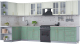 Кухонный гарнитур Интерлиния Мила Шато 1.7x3.8 левая (белый/мята/бискайская сосна) - 