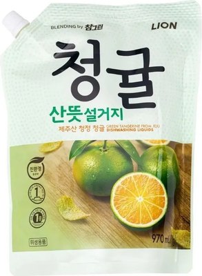 Средство для мытья посуды Lion Unripe Green Tangerine By Chamgreen Refill (970мл)