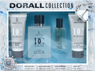 Парфюмерный набор Dorall Collection Marine Т/вода+Бальзам п/бритья+Т/вода+Гель д/душа (100мл+50мл+15мл+50мл)