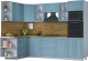 Кухонный гарнитур Интерлиния Мила Шато 1.68x2.8 ВТ левая (океан/океан/дуб бунратти) - 
