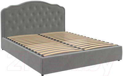 Двуспальная кровать Bravo Мебель Селин Стандарт с ПМ 160x200 (холодный серый с пуговицами)