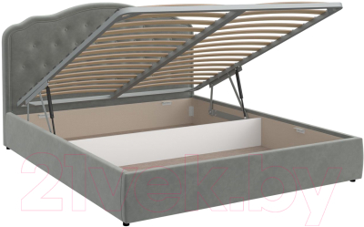 Двуспальная кровать Bravo Мебель Селин Стандарт с ПМ 160x200 (холодный серый с пуговицами)