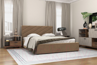 Двуспальная кровать Bravo Мебель Юта с металлокаркасом 160x200 (латте)