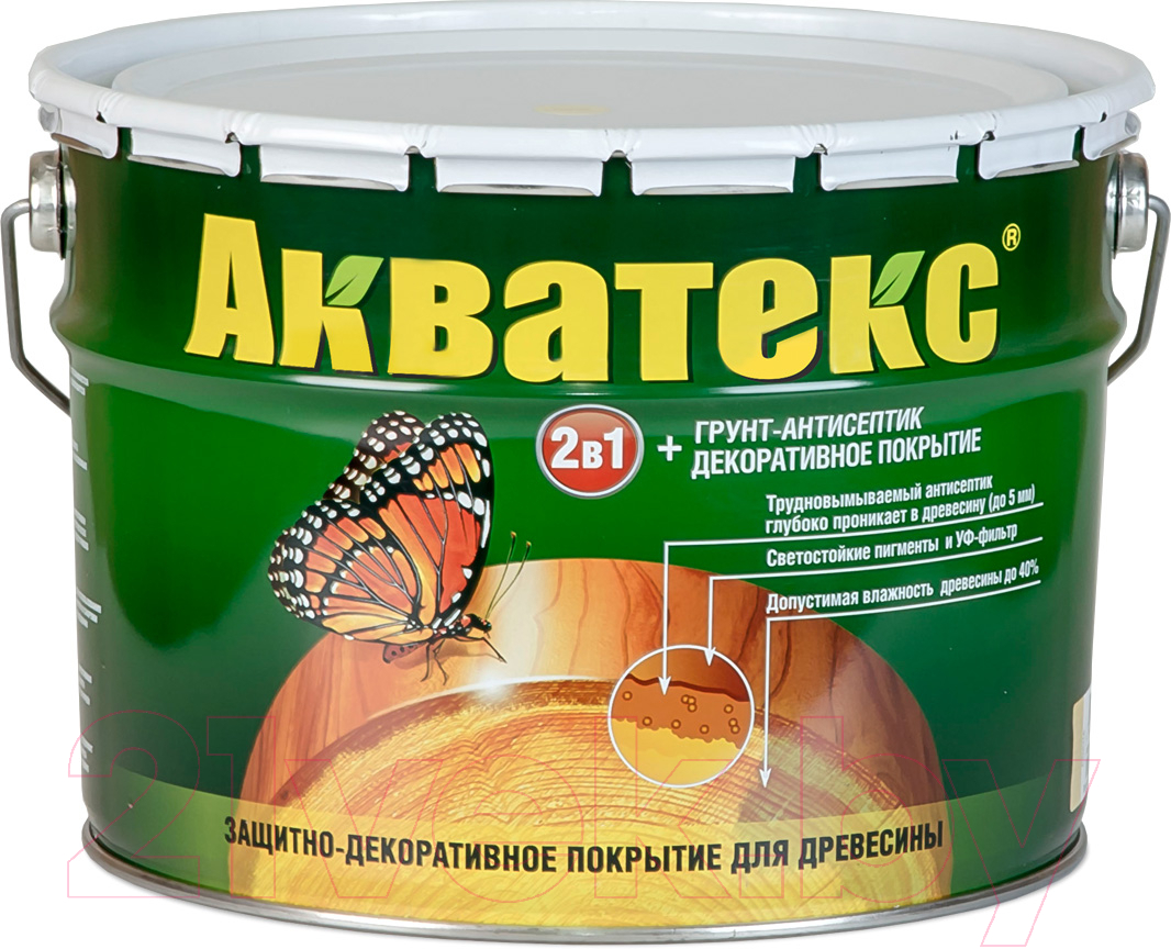 Защитно-декоративный состав Акватекс 2в1 (9л, махагон) — фото 1