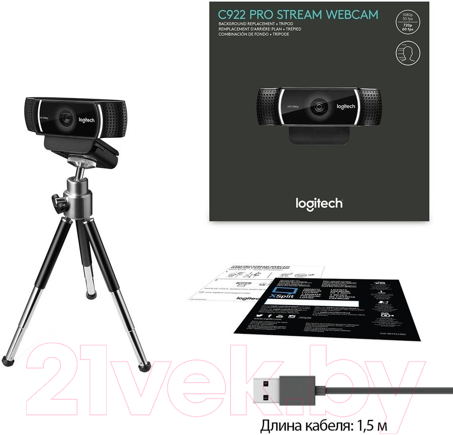 Веб-камера Logitech WebCam C922 Pro Stream / 960-001089