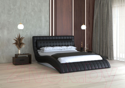 Двуспальная кровать Bravo Мебель Виргиния с металлокаркасом 160x200 (Santorini 0401 черный)