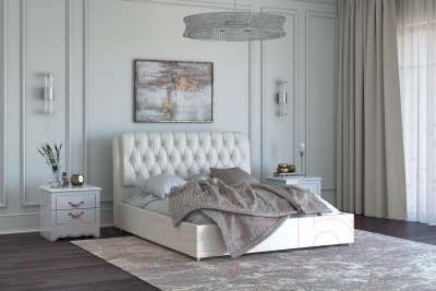 Двуспальная кровать Bravo Мебель Белиста с ПМ 160x200 (Santorini 0402 белый)