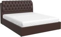 Двуспальная кровать Bravo Мебель Белиста с ПМ 160x200 (Santorini 0429 шоколад с пуговицами) - 
