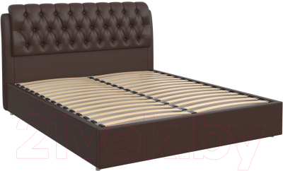 Двуспальная кровать Bravo Мебель Белиста с ПМ 160x200 (Santorini 0429 шоколад с пуговицами)